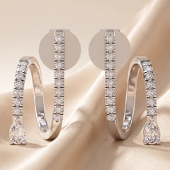 0.32 CT Diamond Pear Spiral Wrap Earrings