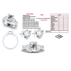 4.58 CT Emerald Cut Three Stone Ring – Baguette Sides