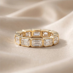 4.20 CT East-West Emerald-cut Diamond Full Eternity Ring