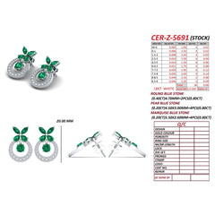 3.08 CT Green Emerald Floral Cluster Open Circle Drop Earrings