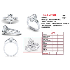3.63 CT Pear & Trapezoid Three-Stone Ring