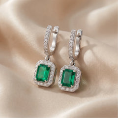 2.29 CT Green Emerald Huggie Drop Earrings