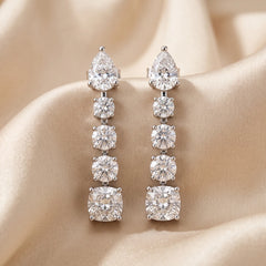 4.50 CT Pear, Cushion & Round Diamond Drop Earrings