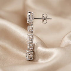 4.50 CT Pear, Cushion & Round Diamond Drop Earrings