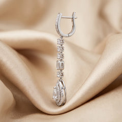 5.15 CT Round, Pear, Emerald & Baguette Diamond Drop Earrings