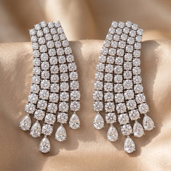 31.37 CT Round & Pear Diamond Drop Earrings