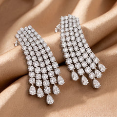 31.37 CT Round & Pear Diamond Drop Earrings