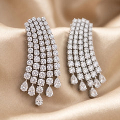 31.37 CT Round & Pear Diamond Drop Earrings