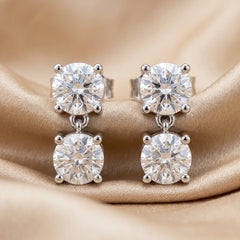 1.12 CT Round Diamond Drop Earrings