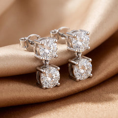 1.12 CT Round Diamond Drop Earrings