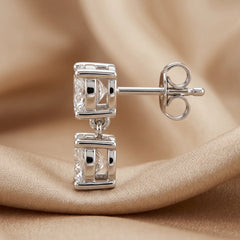 1.12 CT Round Diamond Drop Earrings