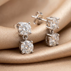 1.12 CT Round Diamond Drop Earrings