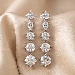 5.60 CT Round & Oval Diamond Drop Earrings