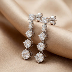 5.60 CT Round & Oval Diamond Drop Earrings