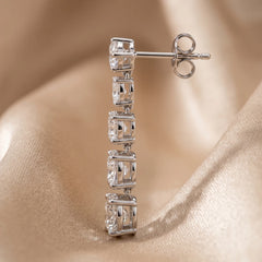 5.60 CT Round & Oval Diamond Drop Earrings