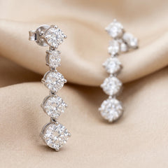5.60 CT Round & Oval Diamond Drop Earrings
