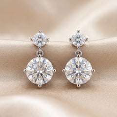 2.32 CT Round Diamond Drop Earrings