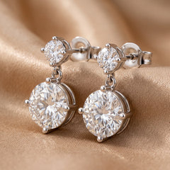 2.32 CT Round Diamond Drop Earrings