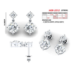 2.32 CT Round Diamond Drop Earrings