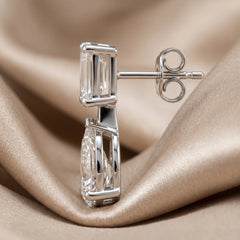 6.00 CT Emerald & Pear Diamond Drop Earrings