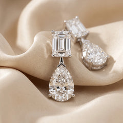 6.00 CT Emerald & Pear Diamond Drop Earrings
