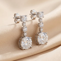 2.45 CT Round Diamond Drop Earrings