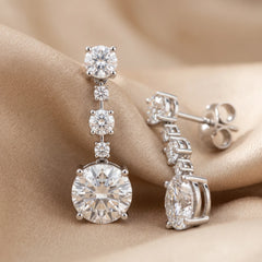 2.45 CT Round Diamond Drop Earrings