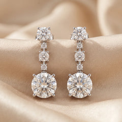 2.45 CT Round Diamond Drop Earrings