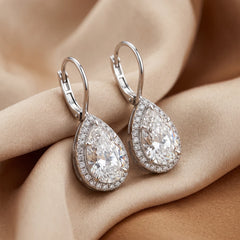 4.31 CT Round & Pear Diamond Drop Earrings