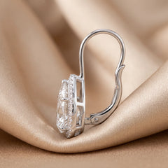 4.31 CT Round & Pear Diamond Drop Earrings
