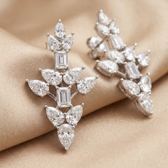 11.00 CT Pear & Emerald Diamond Drop Earrings