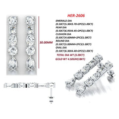 5.00 CT Multi Shape Diamond Drop Earrings