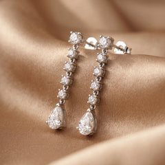 2.04 CT Pear & Round Diamond Drop Earrings