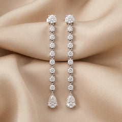 4.00 CT Pear & Round Diamond Drop Earrings