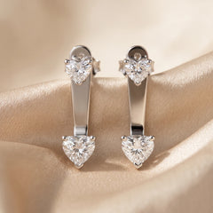 1.00 CT Heart Diamond Drop Earrings