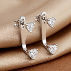 1.00 CT Heart Diamond Drop Earrings