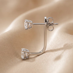 1.00 CT Heart Diamond Drop Earrings