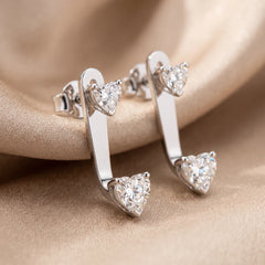 1.00 CT Heart Diamond Drop Earrings