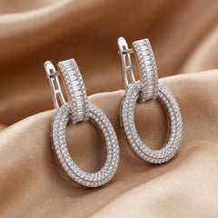 3.97 CT Round & Baguette Diamond Drop Earrings