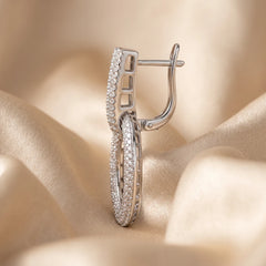 3.97 CT Round & Baguette Diamond Drop Earrings