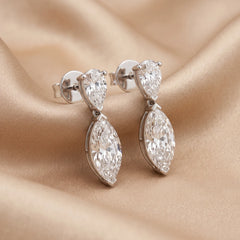 3.00 CT Marquise & Pear Diamond Drop Earrings