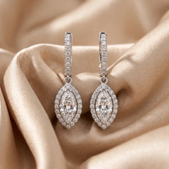 2.59 CT Round & Marquise Diamond Drop Earrings