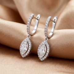 2.59 CT Round & Marquise Diamond Drop Earrings