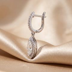 2.59 CT Round & Marquise Diamond Drop Earrings