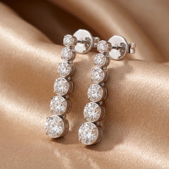 2.84 CT Round Diamond Drop Earrings