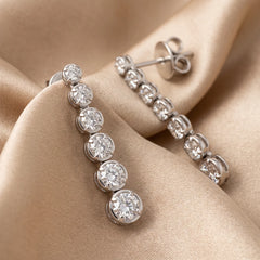 2.84 CT Round Diamond Drop Earrings