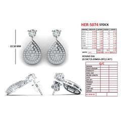 2.33 CT Round Diamond Drop Earrings