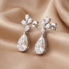 15.80 CT Pear Diamond Drop Earrings