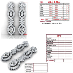 1.82 CT Round & Marquise Diamond Drop Earrings