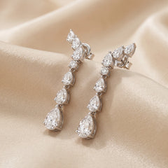 1.82 CT Pear & Round Diamond Climber Drop Earrings
